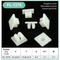 White Square License Plate Nylon Nut Clips 1196781 – PL-7279