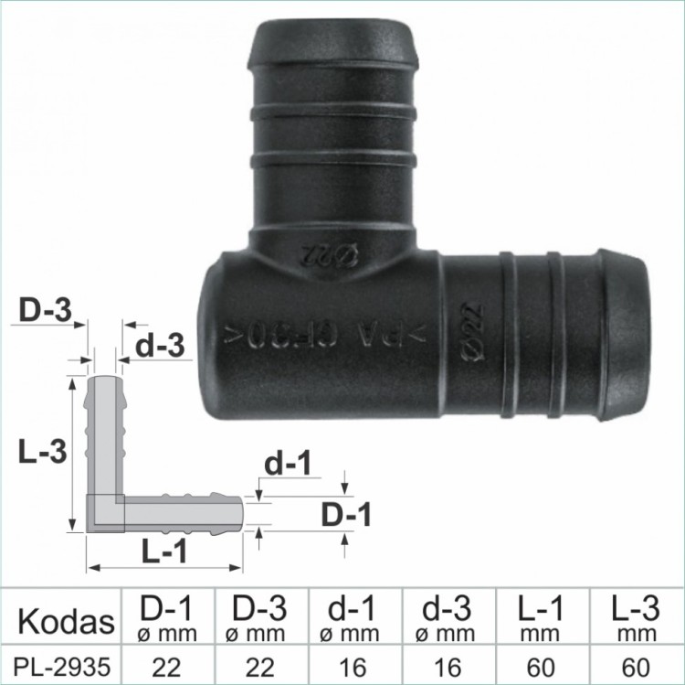 22 mm L-Piece Reducer Plastic Barbed Connector Joiner Tube Hose Pipe Fitting – PL-2935 22 mm L-Piece Reducer Plastic Barbed Connector Joiner Tube Hose Pipe Fitting – PL-2935