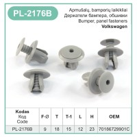 Grey Door Panel Trim Clips Fixings Plastic Screw Fit Rivet Fastener Fits VW – PL-2176B