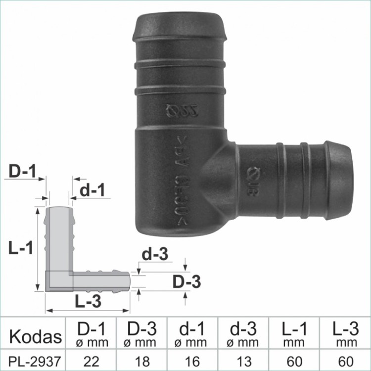 18 mm L-Piece Reducer Plastic Barbed Connector Joiner Tube Hose Pipe Fitting – PL-2937
