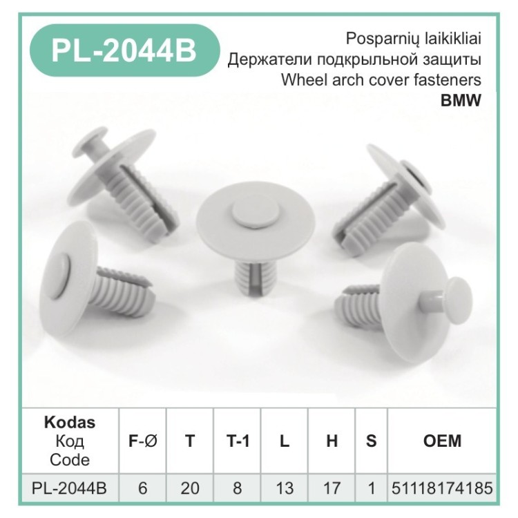 High Quality Grey Plastic Push Fit Rivet Trim Clips Bumpers Arch fits BMW – PL-2044B High Quality Grey Plastic Push Fit Rivet Trim Clips Bumpers Arch fits BMW – PL-2044B