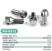 M12 x 1.5 30mm thread 17mm Hex alloy wheel bolts taper seat M12x1.5 Zinc – RV-0212