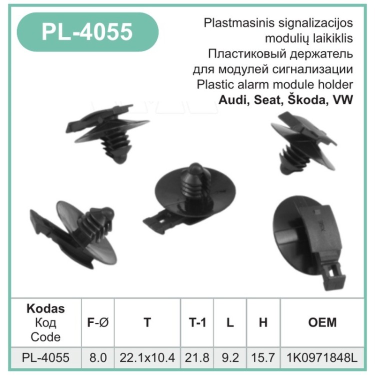 Cable & pipe clip Ø 8 mm for Audi, Seat, Škoda – PL-4055 Cable & pipe clip Ø 8 mm for Audi, Seat, Škoda – PL-4055