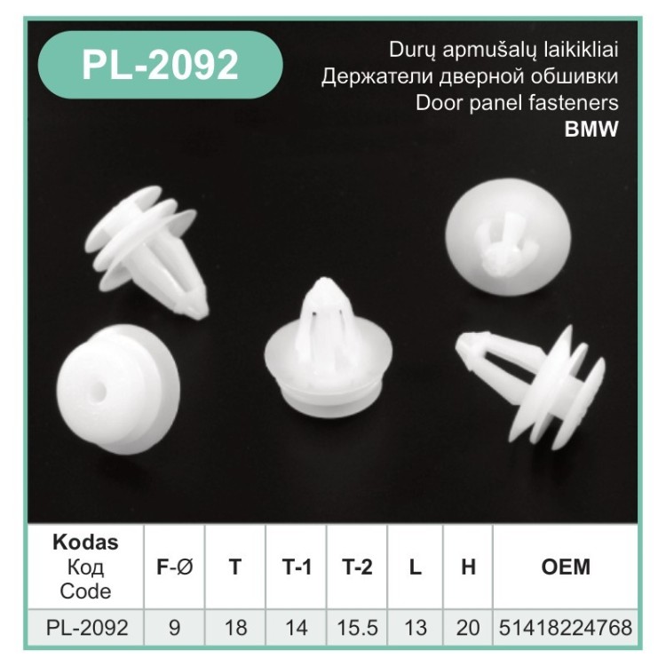 Interior Plastic Trim Clips Door Card Panel Fascia Lining Fastener Fits BMW – PL-2092