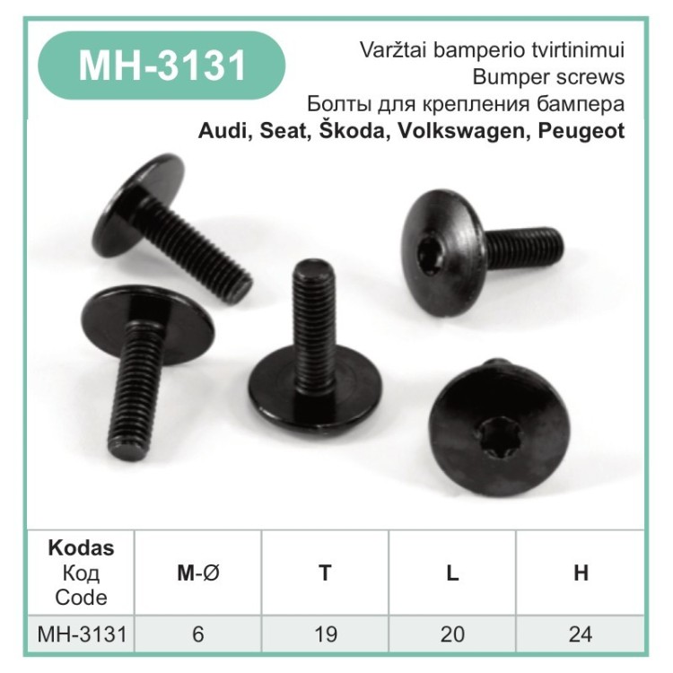 Screw Ø 6 mm for Audi, Peugeot, Seat and more – MH-3131