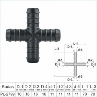16x16x16 mm X-Piece Plastic Barbed Connector Joiner Tube Hose Pipe Fitting – PL-2799