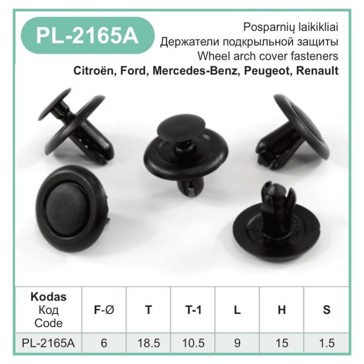 6mm Hole Black Plastic Trim Clips Bumpers Grille Wing Liner Splashguars Arch – PL-2165A