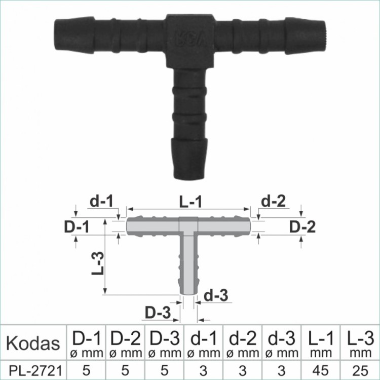 5x5 mm T-Piece Plastic Barbed Connector Joiner Tube Hose Pipe Fitting – PL-2721