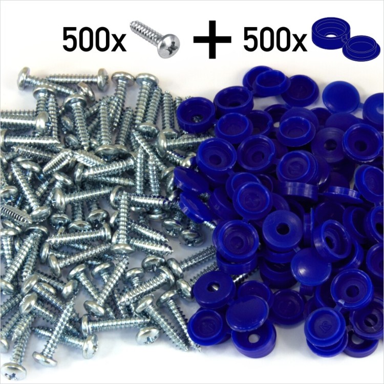 1000 Number plate Car Fixing Fitting KIT Zinc Screws and Blue hinged cover caps – FX-C(BLUE)-03-500_FX-0201 1000 Number plate Car Fixing Fitting KIT Zinc Screws and Blue hinged cover caps – FX-C(BLUE)-03-500_FX-0201