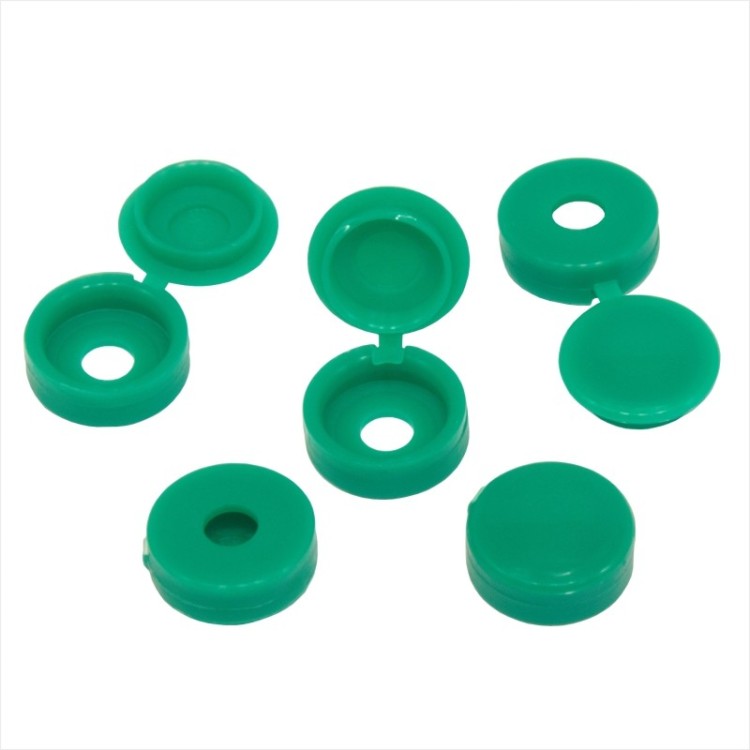 SMALL LIGHT GREEN PLASTIC SCREW COVER CAPS HINGED FOLD OVER SIZE 6g or 8g GAUGE – FX-LG-08