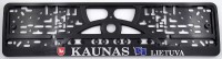 Embossed number plate frame with lettering "Kaunas Lietuva" with the Kaun city coat of arms and the EU flag – R3-40222