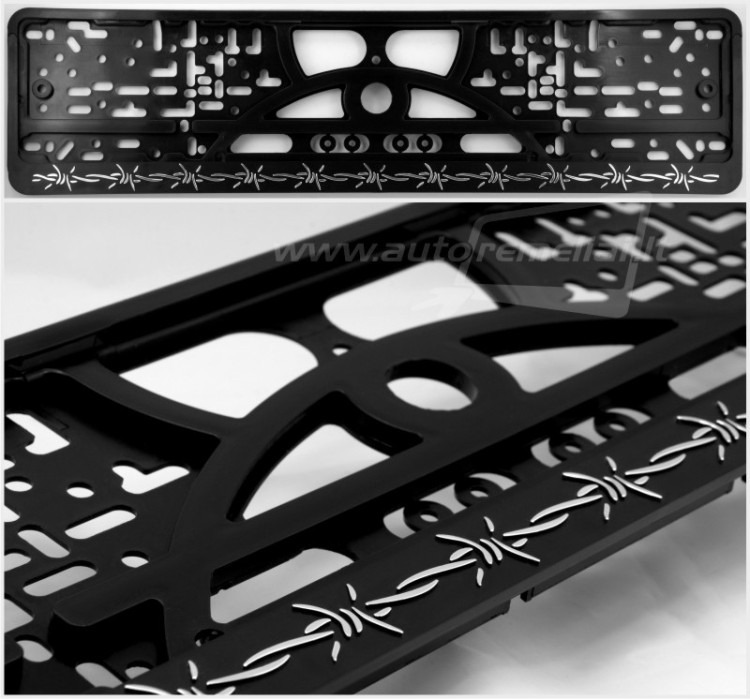 Embossed number plate frame "SPYGLIUOTA VIELA" (Barbed Wire) – R3-51141