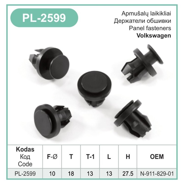 Trim panel clip Ø 10 mm for Volkswagen – PL-2599