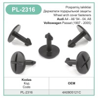 Screw-type plastic rivet Ø 8 mm for Audi, Volkswagen – PL-2316