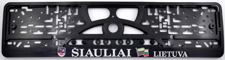 Embossed number plate frame with lettering "Šiauliai Lietuva" with the Šiauli city coat of arms and the Lithuanian flag – R3-40241