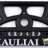 Embossed number plate frame with lettering "Šiauliai Lietuva" with the Šiauli city coat of arms and the Lithuanian flag – R3-40241