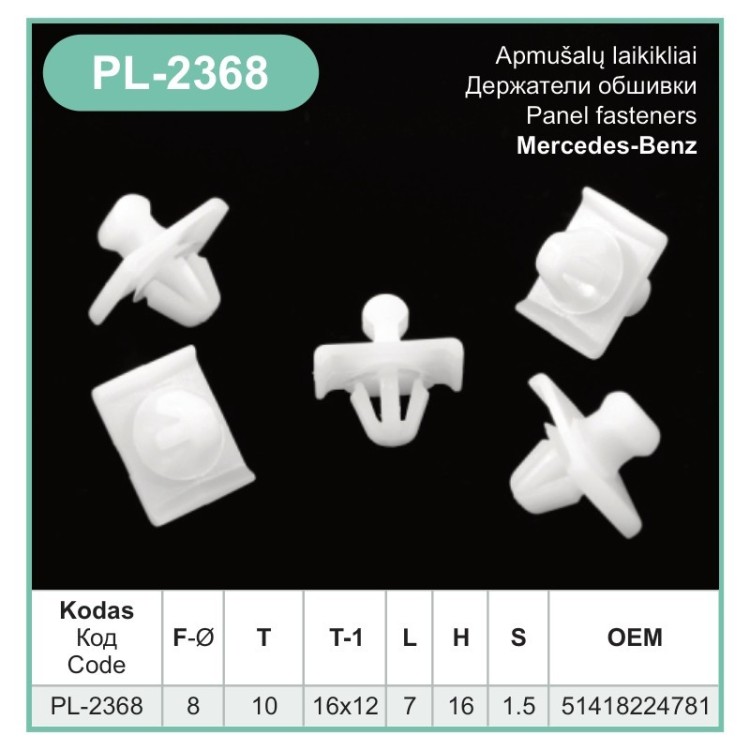 Moulding clip Ø 8 mm for Mercedes-Benz – PL-2368