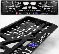 Embossed number plate frame with lettering "Šiauliai Lietuva" with the Lithuanian coat of arms and the EU flag – R3-40244