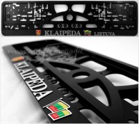 Embossed number plate frame with lettering "Klaipėda Lietuva" with the Klaipėd city coat of arms and the Lithuanian flag – R3-40251