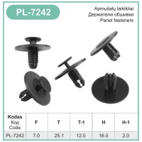 Black 7mm Wheel Arch Liner Wide Head Push Clips 670007383 – PL-7242