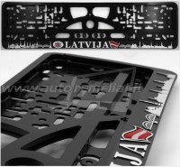Embossed number plate frame with lettering "Latvija" and the Latvian coat of arms and flag – R3-51931