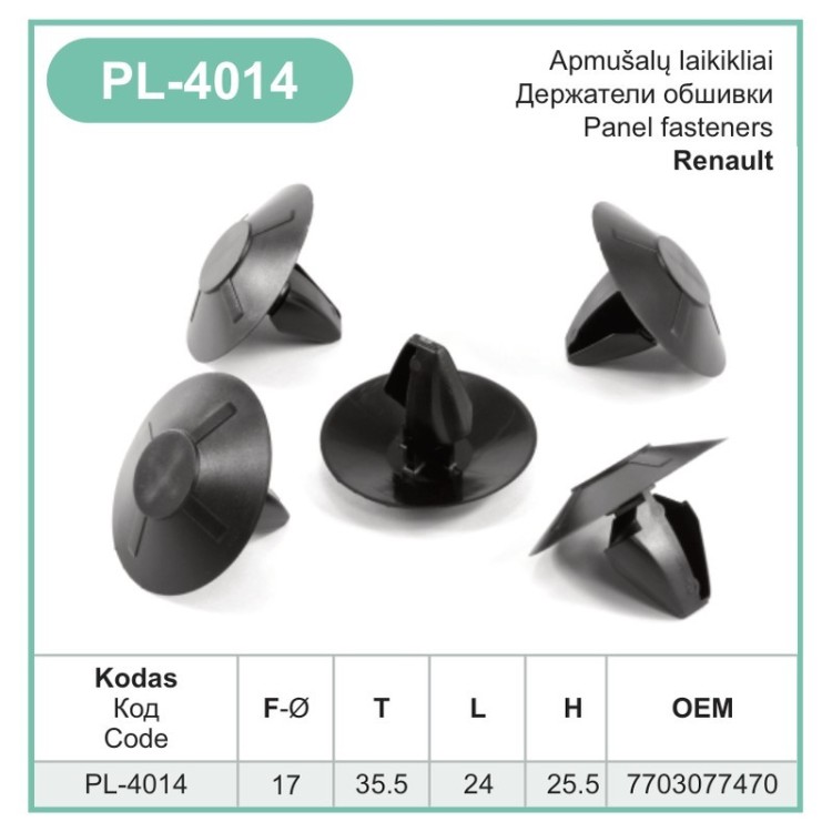 Trim panel clip Ø 17 mm for Renault – PL-4014 Trim panel clip Ø 17 mm for Renault – PL-4014