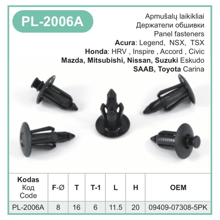 hole 8mm Plastic Trim Push Fit Rivet Pin Clips Interior Car Fastener for GM – PL-2006A hole 8mm Plastic Trim Push Fit Rivet Pin Clips Interior Car Fastener for GM – PL-2006A