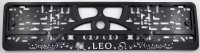 Embossed number plate frame with chrome zodiac sign "LIŪTAS" (Leo) – R3-40281
