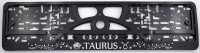 Embossed number plate frame with chrome zodiac sign "JAUTIS" (Taurus) – R3-40301