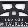 Embossed number plate frame with chrome zodiac sign "JAUTIS" (Taurus) – R3-40301