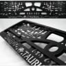 Embossed number plate frame with chrome zodiac sign "JAUTIS" (Taurus) – R3-40301