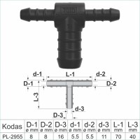 8x16 mm T-Piece Reducer Plastic Barbed Connector Joiner Tube Hose Pipe Fitting – PL-2955