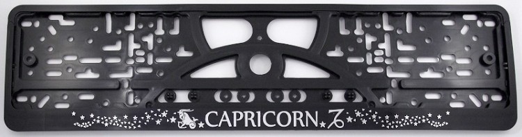 Embossed number plate frame with chrome zodiac sign "OŽIARAGIS" (Capricorn) – R3-40341