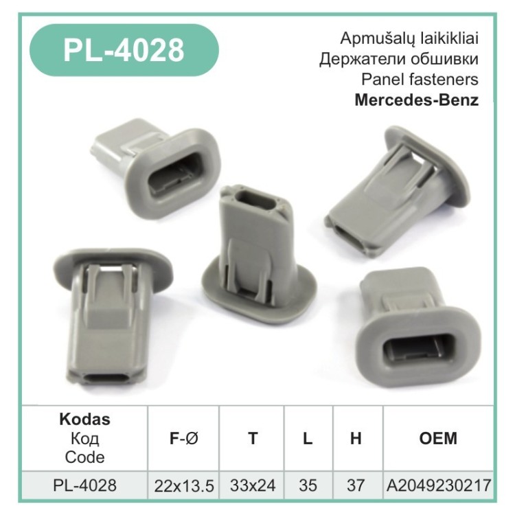 Trim panel clip Ø 22 x 13.5 mm for Mercedes-Benz – PL-4028 Trim panel clip Ø 22 x 13.5 mm for Mercedes-Benz – PL-4028