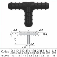 12x14 mm T-Piece Reducer Plastic Barbed Connector Joiner Tube Hose Pipe Fitting – PL-2962