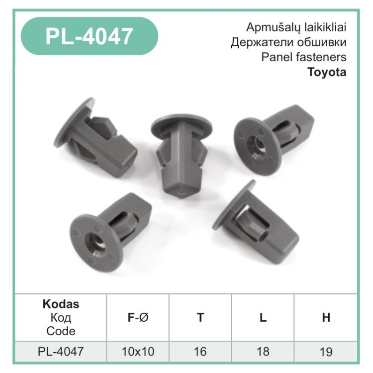 Trim panel clip Ø 10 x 10 mm for Toyota – PL-4047