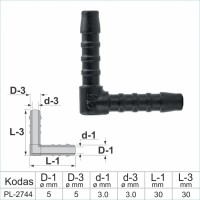 5 mm L-Piece Plastic Barbed Connector Joiner Tube Hose Pipe Fitting – PL-2744