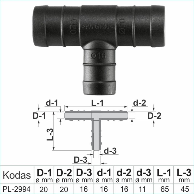 20x16 mm T-Piece Reducer Plastic Barbed Connector Joiner Tube Hose Pipe Fitting – PL-2994