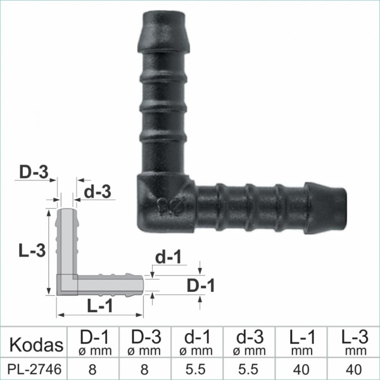 8 mm L-Piece Plastic Barbed Connector Joiner Tube Hose Pipe Fitting – PL-2746