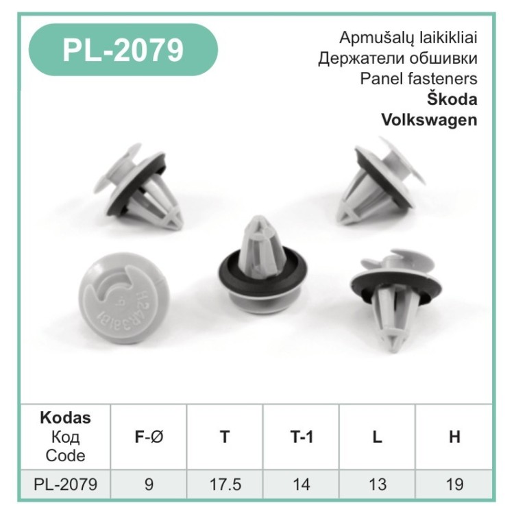 Push-in clip with head Ø 9 mm for Škoda, Volkswagen – PL-2079