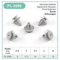 Push-in clip with head Ø 9 mm for Škoda, Volkswagen – PL-2080