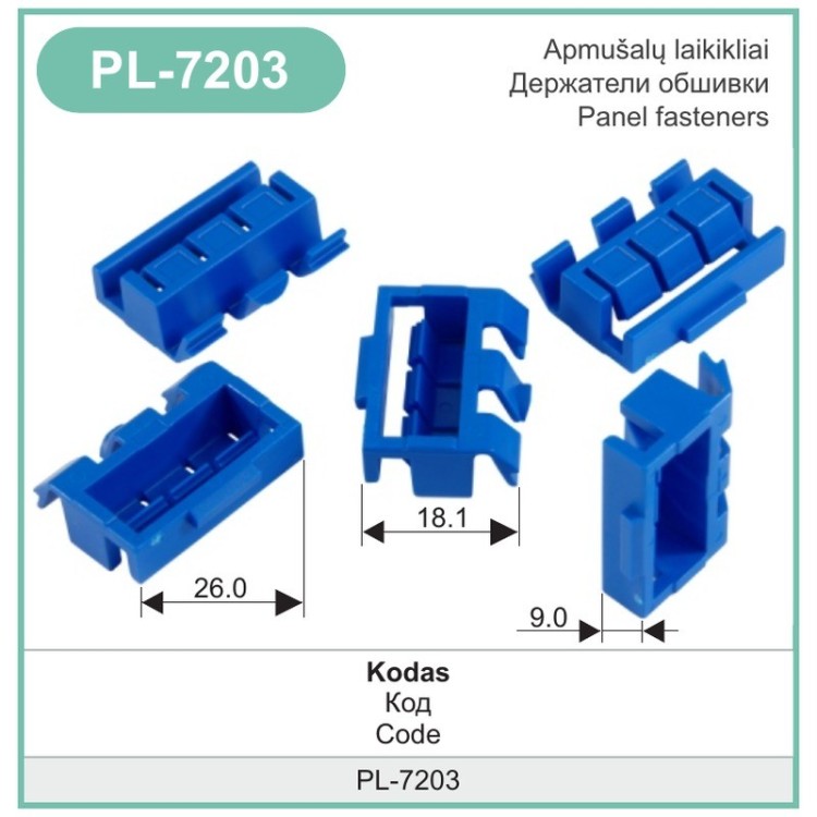 Blue Exterior Door Window Moulding Rail Clips 51137174701 – PL-7203 Blue Exterior Door Window Moulding Rail Clips 51137174701 – PL-7203