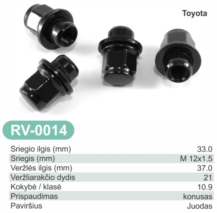 Wheel nut M12x1.5 × 33 mm, taper (60°) for Toyota – RV-0014 Wheel nut M12x1.5 × 33 mm, taper (60°) for Toyota – RV-0014