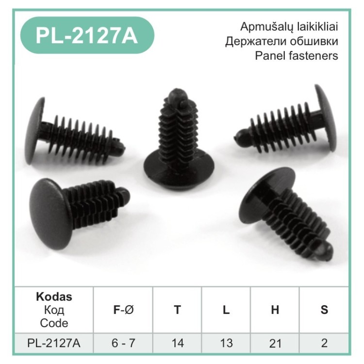Black Plastic Fir Tree Trim Clips 6mm Hole, 14mm Head Car Fixings Fastener – PL-2127A